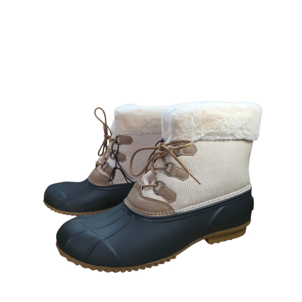 St. John's Bay Cream and Blue Winter Duck Boots Size 11